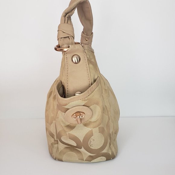 COACH Large Parker Op Art Rose Gold Hardware Jacquard and Leather Hobo Satchel - Picture 6 of 15